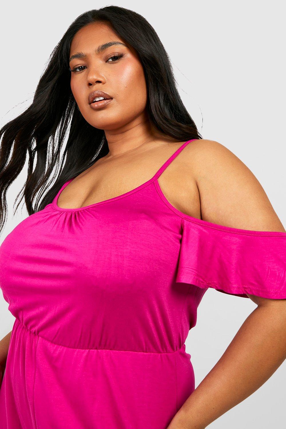 Hot pink 2024 plus size romper